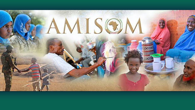 Artist's digital design using photo portaying the group's mission in Somalia from AMISOM's facebook page.