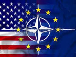 US flag with NATO emblem superimposed